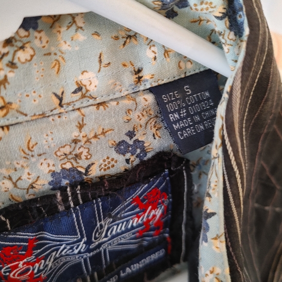 English Laundry hand-sewn hand laundered striped embroidered button down shirt S - Picture 7 of 9
